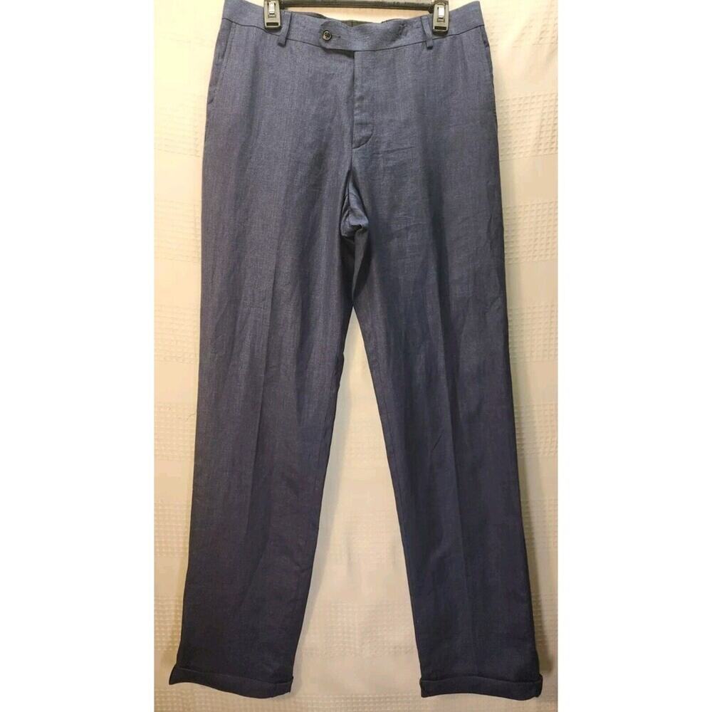 Palm Beach Mens Suit Pants Blue Size 34RW Linen NWOT Pockets Straight Leg 8236
